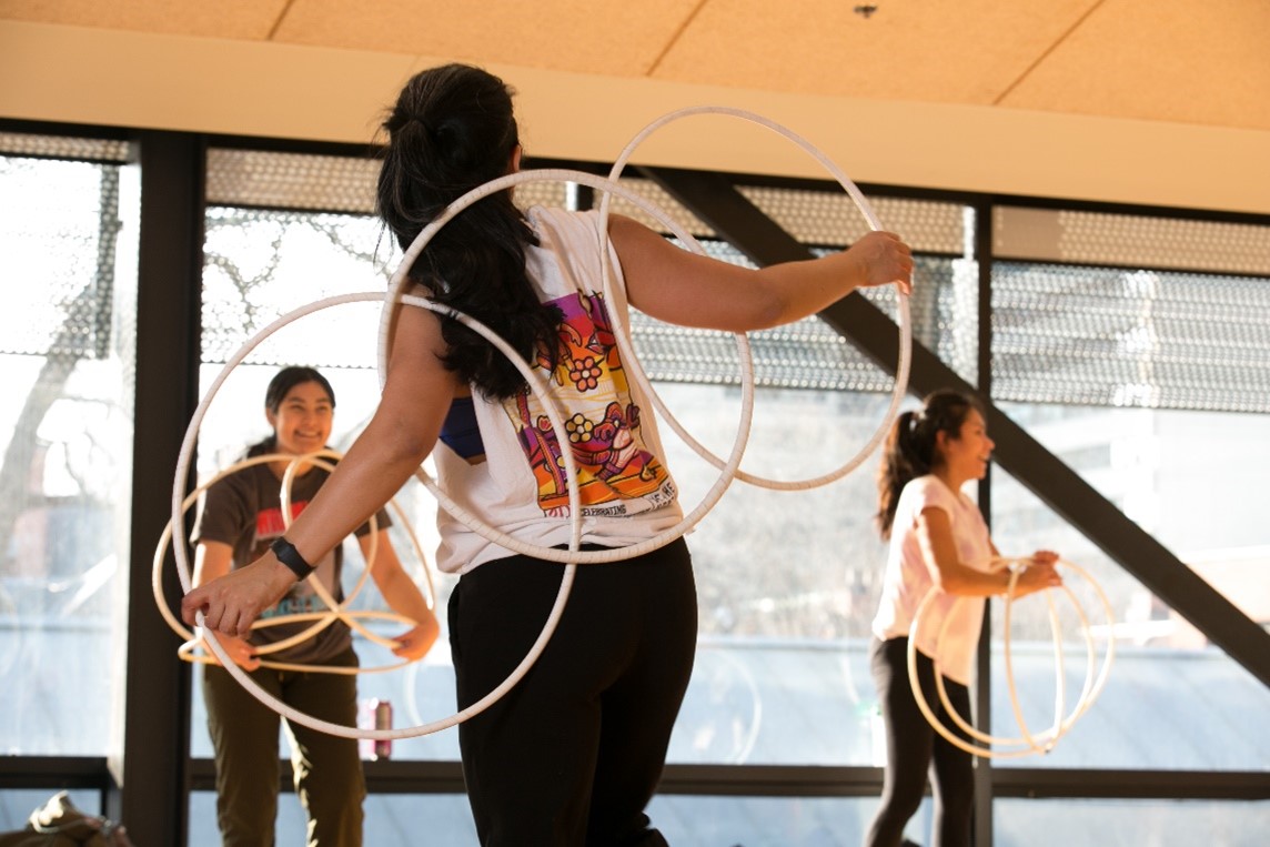 Indigenous students Hoop Dancing.