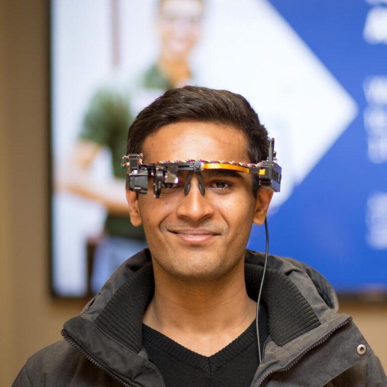 Sarang Nerkar, wearing an eye computing device